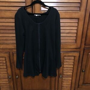 Tyler Boe Black Women's Zip-Front Long Sleeved Tunic Hoodie - Size Large